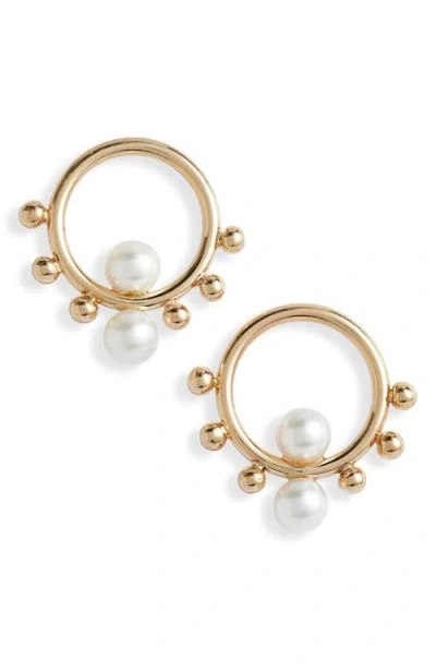 Poppy Finch Circle Bubble Cultured Pearl Drop Earrings In Gold