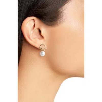 Poppy Finch Cultured Pearl Bubble Front Hoop Earrings In Gold