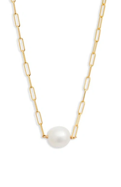 Poppy Finch Cultured Pearl Pendant Necklace In Pearl/14k Yellow Gold