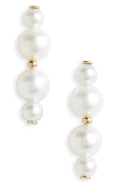 Poppy Finch Duo Cultured Pearl Bar Stud Earrings In Gold