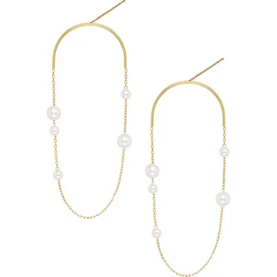 Poppy Finch Large Arch Cultured Pearl Drop Earrings In Gold