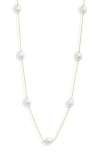 POPPY FINCH OVAL CULTURED PEARL STATION NECKLACE