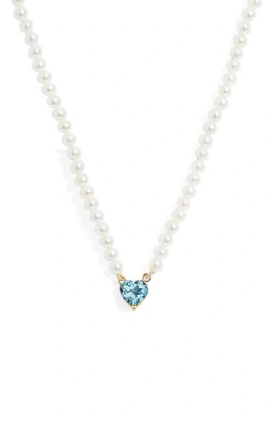 Poppy Finch Topaz Heart Pendant Freshwater Pearl Necklace