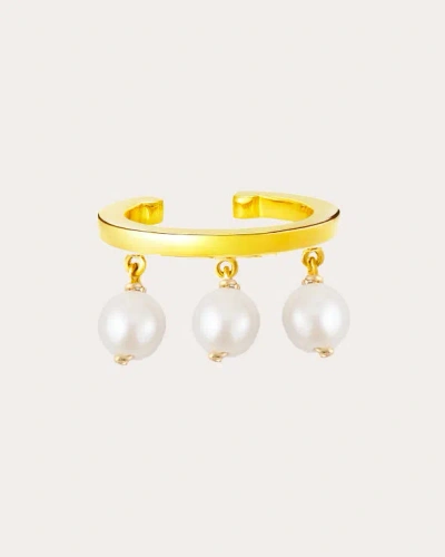 Poppy Finch Women's Cultured Pearl & 14k Gold Dangles Ear Cuff