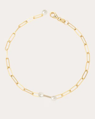 Poppy Finch Women's Cultured Pearl & 14k Gold Dumbbell Link Bracelet