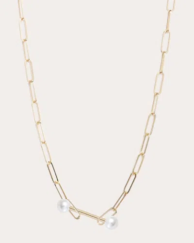 Poppy Finch Women's Cultured Pearl & 14k Gold Dumbbell Link Necklace