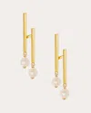 Poppy Finch Women's Cultured Pearl & 14k Gold Floating Parallel Drop Earrings In Gold