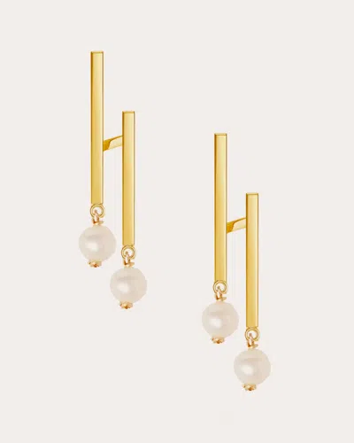 Poppy Finch Women's Cultured Pearl & 14k Gold Floating Parallel Drop Earrings