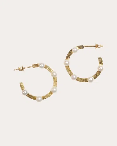 Poppy Finch Women's Cultured Pearl & 14k Gold Foil Hoop Earrings