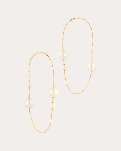 Poppy Finch Women's Cultured Pearl & 14k Gold Large Arch Drop Earrings In Gray