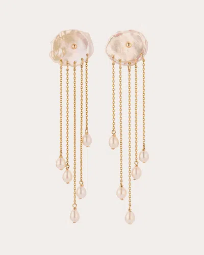 Poppy Finch Women's Cultured Pearl & 14k Gold Petal Tassel Drop Earrings