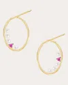 Poppy Finch Women's Cultured Pearl & Pink Sapphire 14k Gold Nested Oval Drop Earrings In Gold