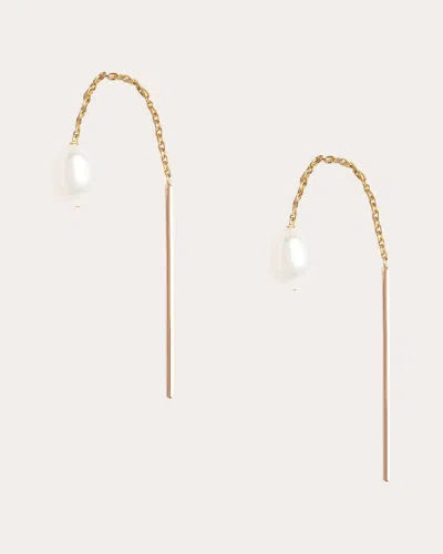 Poppy Finch Women's Freshwater Pearl Petite Threader Earrings In Gold