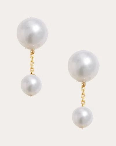 Poppy Finch Women's Freshwater Pearl Short Duo Drop Earrings In Gold