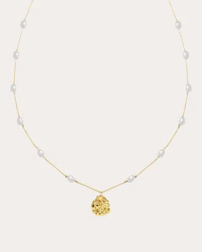 Poppy Finch Women's Keshi Pearl & 14k Gold Nugget Station Necklace In Metallic