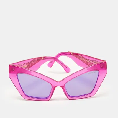 Pre-owned Poppy Lissiman Fuchsia/black Diavolina Cat Eye Sunglasses In Pink