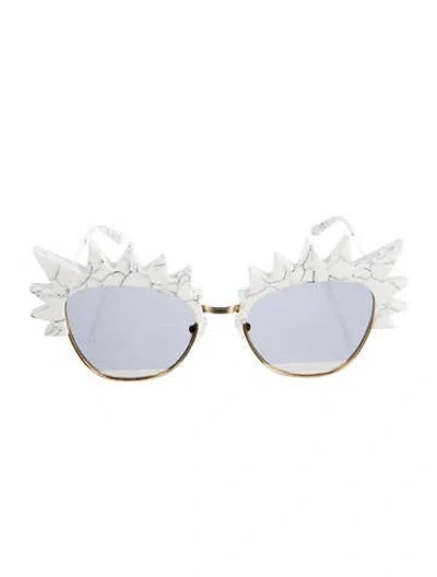Pre-owned Poppy Lissiman Oversize Tinted Sunglasses In White
