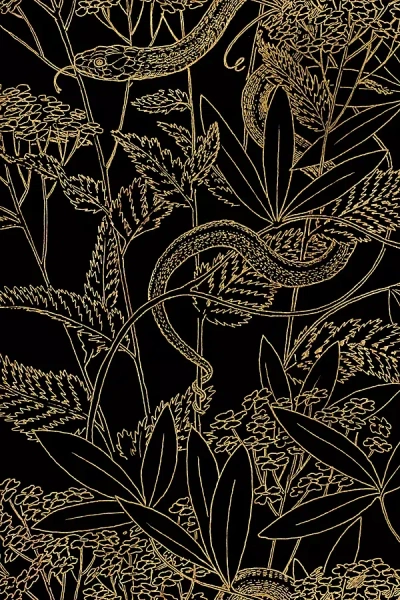 Poppy Print Studio Garden Snake Wallpaper In Gold