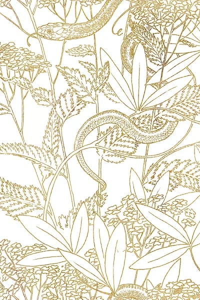 Poppy Print Studio Garden Snake Wallpaper In Gold