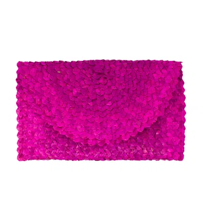 Poppy + Sage Women's Pink / Purple Grass Clutch - Hot Pink Straw