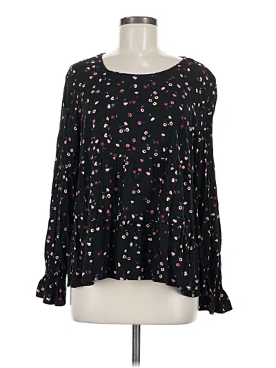 Pre-owned Popsugar Long Sleeve Blouse In Black