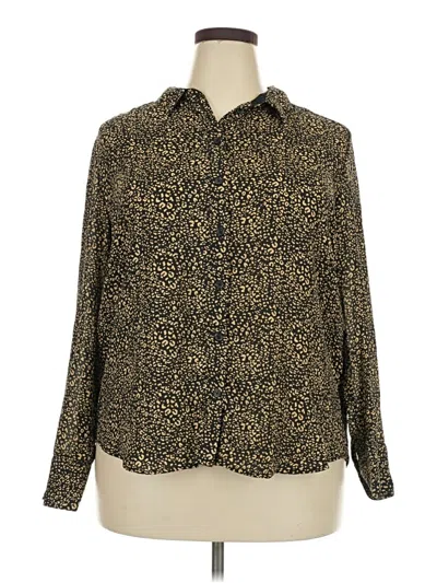 Pre-owned Popsugar Long Sleeve Blouse In Gold