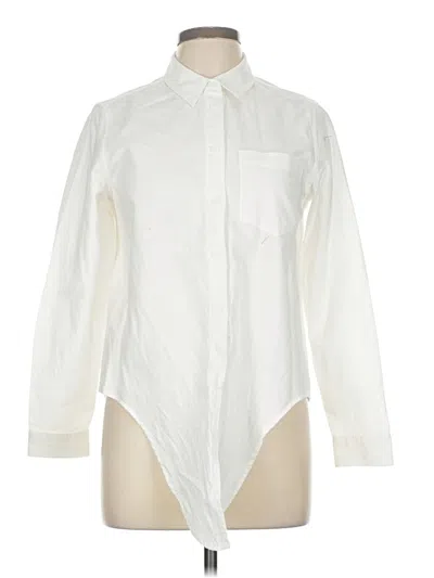 Pre-owned Popsugar Long Sleeve Button Down Shirt In White