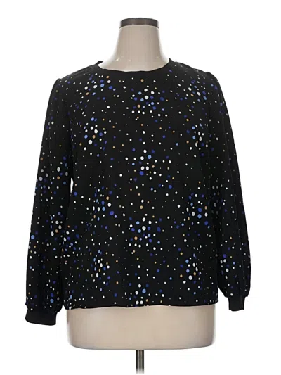 Pre-owned Popsugar Long Sleeve Top Black Stars Pattern Crew Neck Tops
