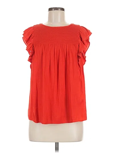 Pre-owned Popsugar Short Sleeve Blouse In Red