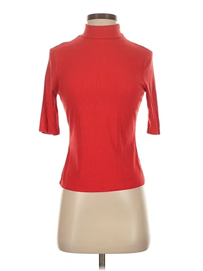 Pre-owned Popsugar Short Sleeve Top Red Turtleneck Tops