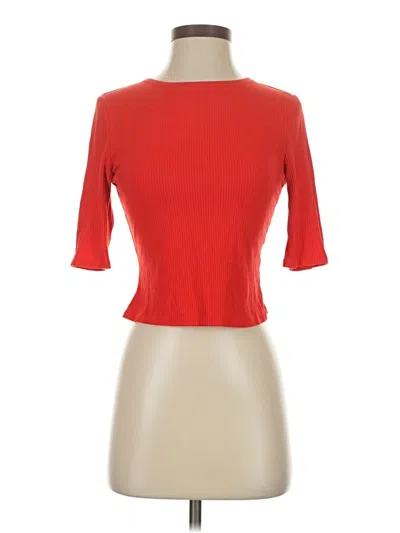 Pre-owned Popsugar Short Sleeve Turtleneck In Red