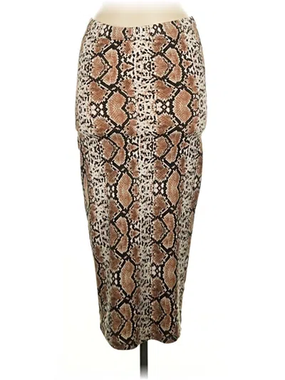 Pre-owned Popular 21 Faux Leather Skirt In Brown