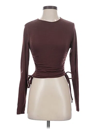 Pre-owned Popular 21 Long Sleeve Top Brown Keyhole Neckline Tops