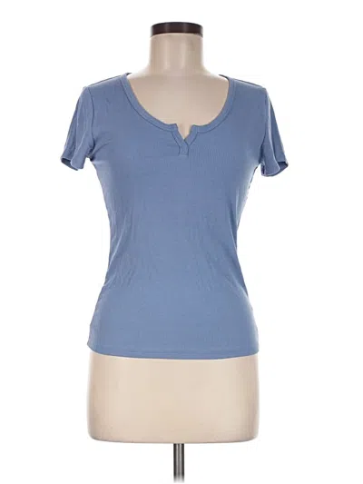 Pre-owned Popular 21 Short Sleeve Henley Shirt In Blue