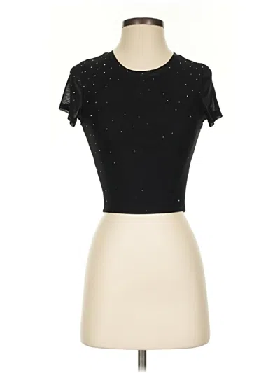 Pre-owned Popular 21 Short Sleeve Top Black Mock Neckline Tops