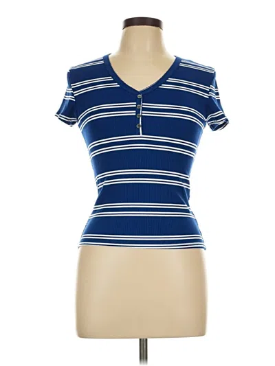 Pre-owned Popular 21 Short Sleeve Top Blue V Neck Tops