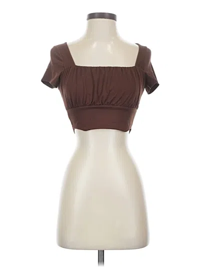 Pre-owned Popular 21 Short Sleeve Top Brown Sweetheart Neckline Tops