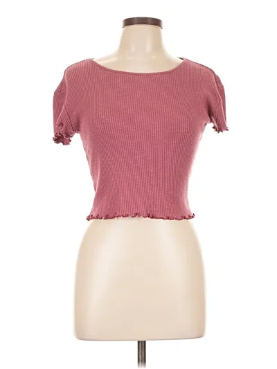 Pre-owned Popular 21 Short Sleeve Top Burgundy Sweetheart Neckline Tops