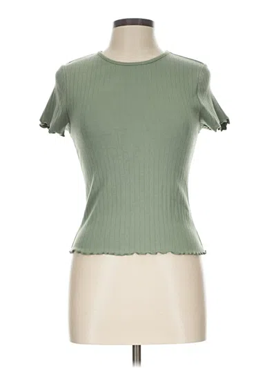 Pre-owned Popular 21 Short Sleeve Top Green Mock Neckline Tops