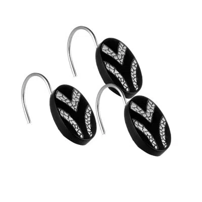 Popular Bath Black Sinatra Shower Curtain Hooks In White;black;silver