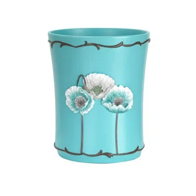 Popular Bath Poppy Fields 4 Gallon Waste Basket In Aqua