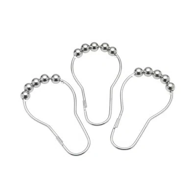 Popular Bath Roller Metal Shower Hooks In Silver Chrome