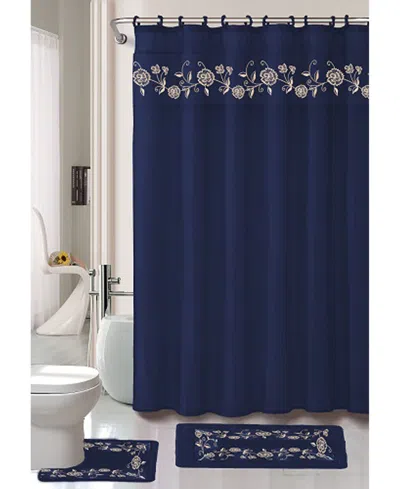 Popular Bath Vera 18-pc. Shower Set Bedding In Navy