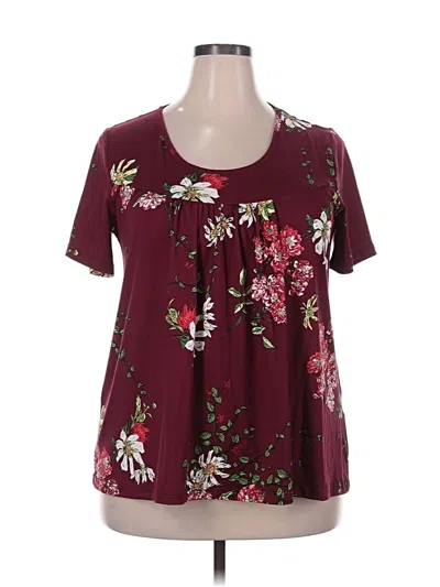 Pre-owned Popyoung Short Sleeve Blouse In Burgundy