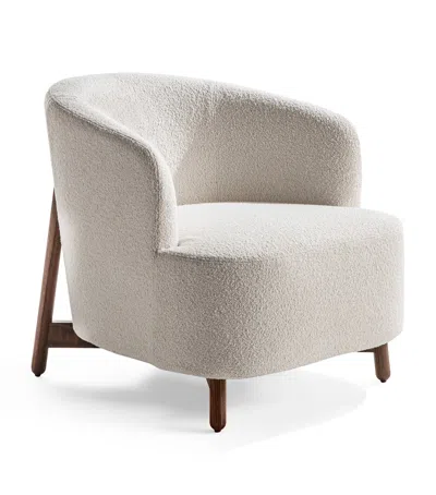 Porada Walnut Copine Armchair In White