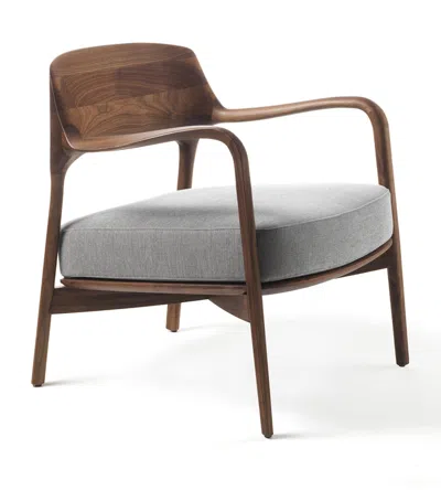 Porada Walnut Louis Armchair In Grey