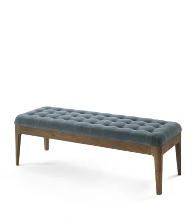 Porada Walnut Webby Bench In Blue