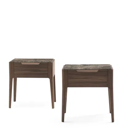Porada Walnut Ziggy Bedside Table In Brown