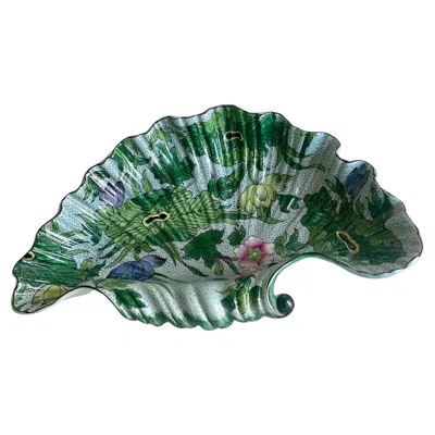 Pre-owned Porcelaine De Paris 1950s French  Hand Painted Clam Shell Bowl In Black