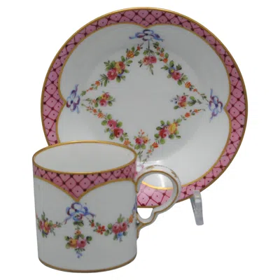 Pre-owned Porcelaine De Paris André Leboeuf, Manufacture À La Reine' - Coffee Cup And Saucer 'litron', Late 18 In Gray